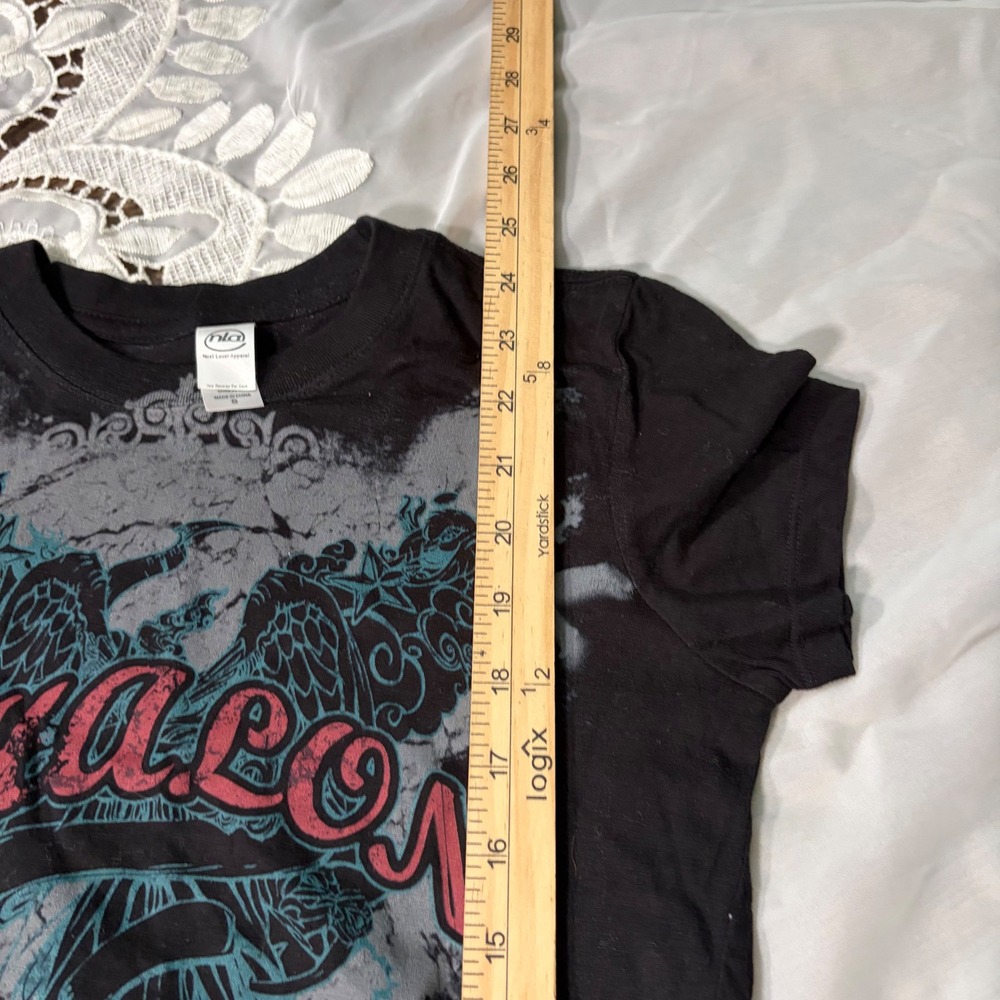 Y2K Goth Grunge Thalon Eagle Graphic Baby Tee Black Grunge Shirt Small - Picture 5 of 5
